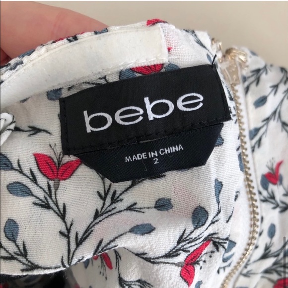 BEBE Off Shoulder Floral peplum style crop top - Picture 7 of 7